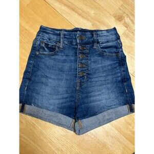 Aeropostale Super High Rise Curvy Premium Stretchy Denim Midi Shorts Size 0